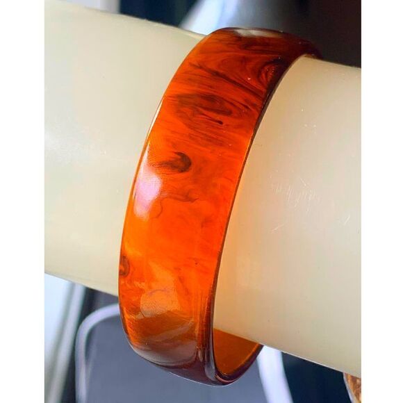 Antique Rootbeer Genuine Bakelite Cognac Bracelet, Unsigned - Picture 1 of 4